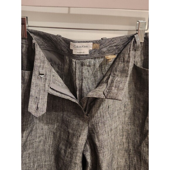 Calvin Klein Women's Size 10 Modern Fit Heather Gray 100%‎ Linen Women's Pants. - Picture 4 of 9